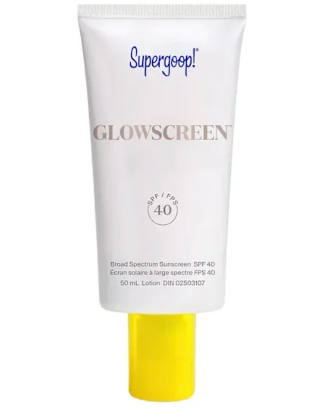 Supergoop! White Tube with Yellow Cap Glowscreen SPF 40